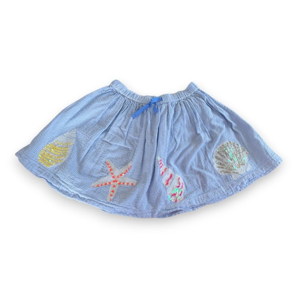 Mini Boden Seashells & Starfish Sequin Skirt 5-6 VGUC